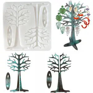 New 3D stereo Tree gương trang sức trang sức bông tai Mặt dây chuyền trang trí thả cao su Silicone khuôn