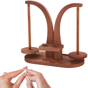 Rouleau à fil à double axe magnétique |   <span class=keywords><strong>Enrouleur</strong></span> <span class=keywords><strong>de</strong></span> fil en bois pour hommes et femmes, pour le crochet, le travail manuel, le tressage, l'artisanat, la maison, l'intérieur - Product Image 3