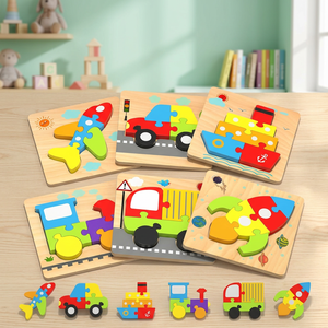 Kidology Wooden Jigsaw Puzzle <b>Set</b> for Kids Age 3+ Years 6 Pack Vehicle Shape Montessori Toy Fine Motor Skill Development - Product Image 1