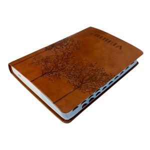 Bibbia Spagnola Personalizzata in Pelle PU Marrone con Logo in Rilievo e Indici a Linguetta per Regalo di Chiesa e Uso Religioso - Product Image 2