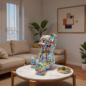 Hug Bear - Adorno de Resina con Forma de Oso de Dibujos Animados, Estilo Lujoso, para Habitación Infantil y Sala de Estar, Tamaño Pequeño - Product Image 6