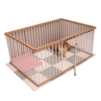 Parc de jeu pliable en bois pour chats et chiens, intérieur/extérieur - Barrière de protection durable et sûre, design combinable librement, toutes saisons