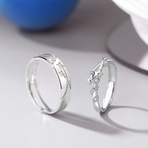 Trang Sức Mạ Bạc 925 Nhẫn Đôi Hở Mưa Đá Zircon Sao Băng Quà Tặng Ngày Valentine Của Người Yêu Lãng Mạn Thiết Kế Nguyên Bản - Product Image 3