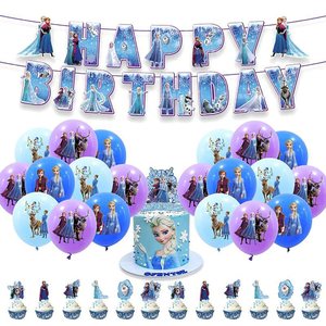 Set latar belakang balon lateks <span class=keywords><strong>Elsa</strong></span> & Anna dekorasi pesta ulang tahun putri es Frozen baru untuk perlengkapan pesta - Product Image 1