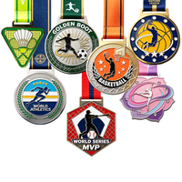Médailles personnalisées pour événements sportifs, football, basketball, badminton, médailles de récompense en métal avec ruban pour compétition, souvenirs, cadeaux