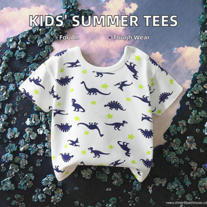 Camisetas de Verano 2026 Personalizadas, 100% Algodón Tejido, para Niños, Suaves, Casuales, Cuello Redondo, Venta al Por Mayor, Color Beige, para Niños y Niñas - Product Image 2