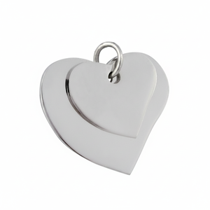 Ciondolo a Due Cuori, Componenti e Accessori per Gioielli in Acciaio - Product Image 2