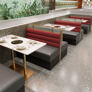 Luce di lusso High-End stand personalizzato in acciaio inox posti a sedere <span class=keywords><strong>divano</strong></span> sedie moderne 2 posti mobili da ristorante commerciale - Product Image 5