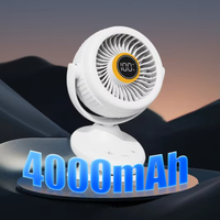 Ventilateur de table intelligent à 6 vitesses réglables, faible bruit, ODM, batterie longue durée 4000 mAh, ventilateur de bureau avec deux vitesses et lumière