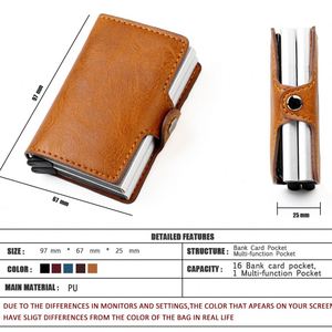 Portefeuille en aluminium anti-RFID personnalisé en gros, double couche, en cuir PU, porte-cartes en fibre de carbone - Product Image 2