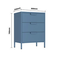 Armoire de rangement à 3 tiroirs en métal bleu pour salle à manger, nouveau design, commode contemporaine en acier pour salon