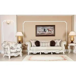 European Classic Chesterfield Sofa Set Wood Carved Detail Includes Chairs-Hot Selling Furniture Living Space