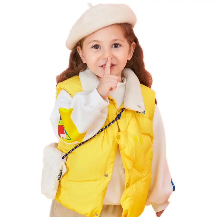 女の子冬フグチョッキ子供のための黄色の白いベストカーゴベスト防水ウォームダウンベスト幼児