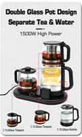 Bouilloire multifonction 3-en-1 1500W avec fonction maintien au chaud et double paroi en verre, séparation thé et eau