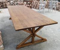 Tables de salle à manger rustiques en bois massif pour hôtels et salons, portables et durables