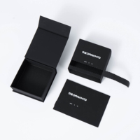 Boîte cadeau personnalisée en carton rigide noir mat avec fermeture magnétique et bande de sécurité détachable, emballage de luxe pour parfums et cosmétiques