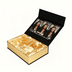 Luxury Magnetic Closure Wig <b>Box</b> With Satin Inside Custom Logo Packaging Hair Gift Black <b>Foldable</b> Paper Boxes - Product Image 2
