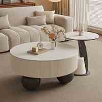 Table basse moderne ronde en pierre frittée, ensemble de tables basses pour salon, petit appartement, mobilier de maison