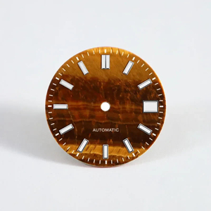 Esfera de Piedra Ojo de Tigre Amarillo Natural Estéril de 28.5MM y 1mm de Grosor con Logotipo Personalizado OEM ODM para NH35 SW200 ETA2824 9015 - Product Image 1