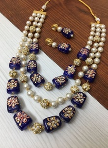 Luxury Pink Stone and Pearl Beaded Multi Layer <b>Necklace</b> Set for Women Elegant Bridal Wedding Jewelry <b>Statement</b> Choker <b>Necklace</b> - Product Image 6