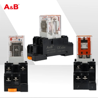 Module de relais miniature électromagnétique A&B PNM 10A DPDT pour rail DIN, DC 12V/24V AC 220V, relais industriel