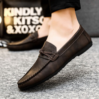 Mocassins ultra légers et souples pour hommes avec détail noué, à enfiler, absorbant les chocs, plats, respirants, pour la conduite et le quotidien