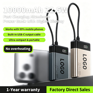 <span class=keywords><strong>Batterie</strong></span> <span class=keywords><strong>Externe</strong></span> Portable en Aluminium 10000mAh à Charge Rapide PD 22.5W avec Câbles Intégrés et Cordon pour <span class=keywords><strong>iPhone</strong></span> 17 16 15 - Product Image 1