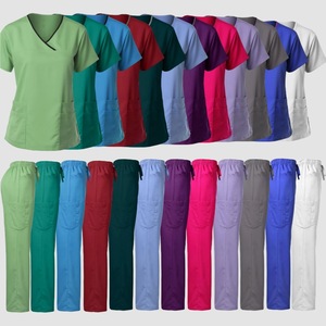 Women Medical <b>Scrubs</b> Set Moisture Wicking Short Sleeve Split Uniforms For Hospital Work <b>Clothes</b> Summer Lightweight Clothing - Product Image 1