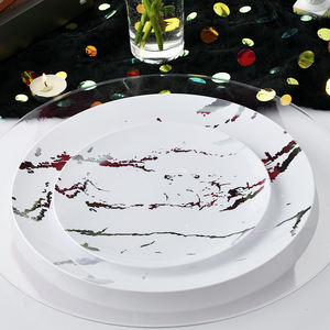 Piring gaya marmer plastik sekali pakai makanan makan malam pabrikan Tiongkok - Product Image 2