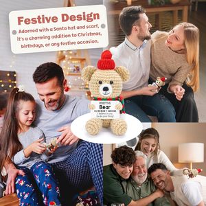 Orso positivo all'uncinetto divertente bambola orso all'uncinetto con carta morbida lana fatta a mano rallegrare i regali di incoraggiamento per gli amici - Product Image 5