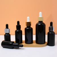 Bouteille compte-gouttes en verre dépoli noir mat de 30 ml (1 oz) anti-UV, à épaule ronde, étanche et scellée, vide, vente en gros