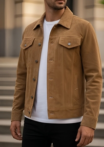 Men's Goat Casual <b>Suede</b> Vintage Winter <b>Jacket</b> with Pockets Wholesale OEM Service Windproof Fashion Outerwear - Product Image 4