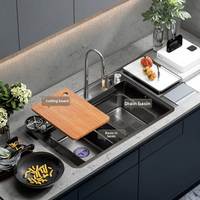 Évier de cuisine sous plan en acier inoxydable 304 moderne et bon marché à prix avantageux, design en cascade, multifonctionnel, grand évier simple