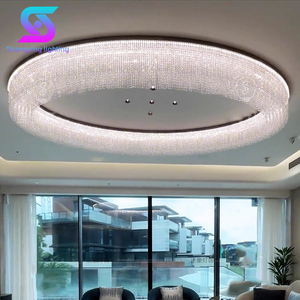 Hiện Đại Trang Trí Nội Thất Khách Sạn Cổ Điển Đèn Nhà Hàng Chiếu Sáng Sang Trọng Đèn Chùm Pha Lê Cho Trần Cao Đèn <span class=keywords><strong>LED</strong></span> Thủy Tinh Sắt - Product Image 1