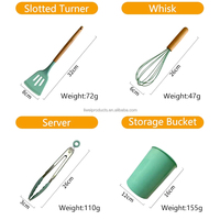 Offre Spéciale 12 pièces ensemble d'ustensiles de cuisine outils de cuisine en silicone souple avec poignées en bois pour la cuisson des gâteaux et de la pâtisserie