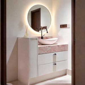Meuble de salle de bain autoportant en céramique avec vasque, en pierre de Feng Shui, couleur crème - Product Image 2