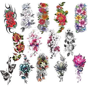 Benutzer definierte wasserdichte und temporäre Tattoo Aufkleber Classic American Tattoo Elegante bunte Blumen schablone Body Art Butterfly