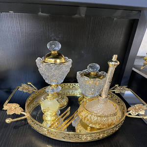 Decorazione per il Ramadan, Fabbrica Cinese, Decorazione Araba Portatile per Ufficio, Hotel, Casa, Moderno Bruciatore <span class=keywords><strong>d</strong></span>'Incenso Arabo in Acrilico Dorato - Product Image 4