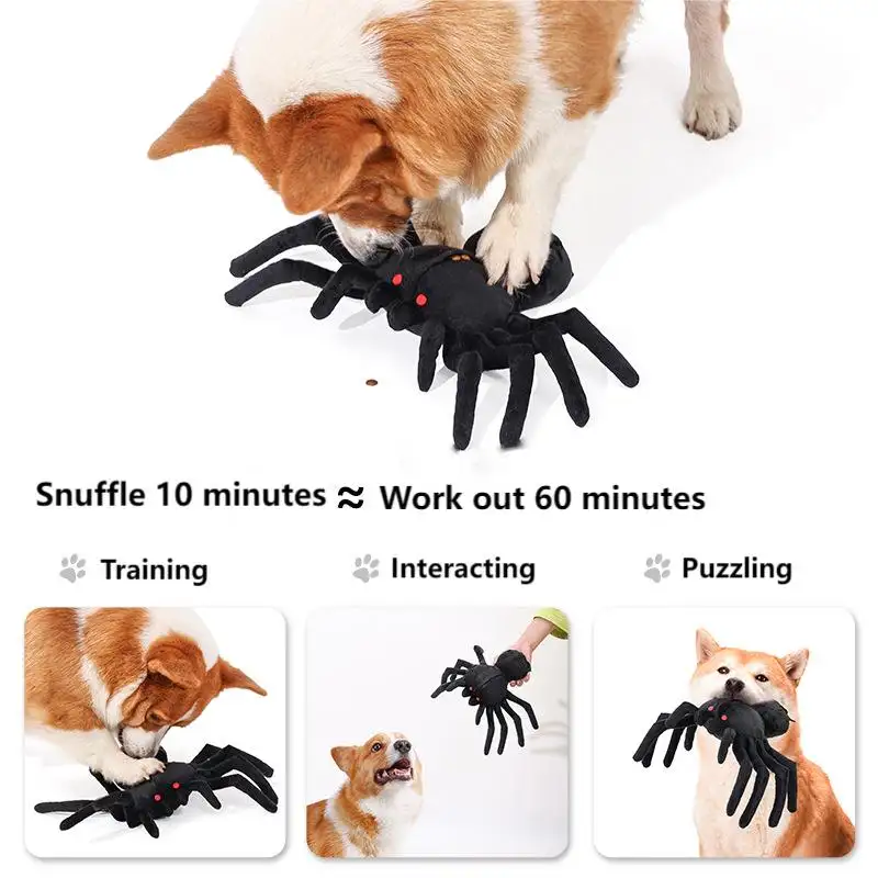 Yeni stil evcil köpek komik korku oyuncaklar benzet hayvan oyun örümcek gıda gizleme köpek peluş oyuncak