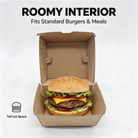 Caja para llevar comida desechable personalizada, contenedores de comida Kraft de papel corrugado, caja de comida rápida para llevar hamburguesas