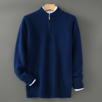 Pull en cachemire 100 % pour homme, col montant zippé, manches longues, couleur unie, coupe ample, style décontracté chic, tricoté