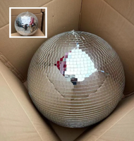 Vente en gros de boules disco rondes en verre faites à la main, argentées et noires, de 10 cm à 100 cm, fournitures de fête, décoration