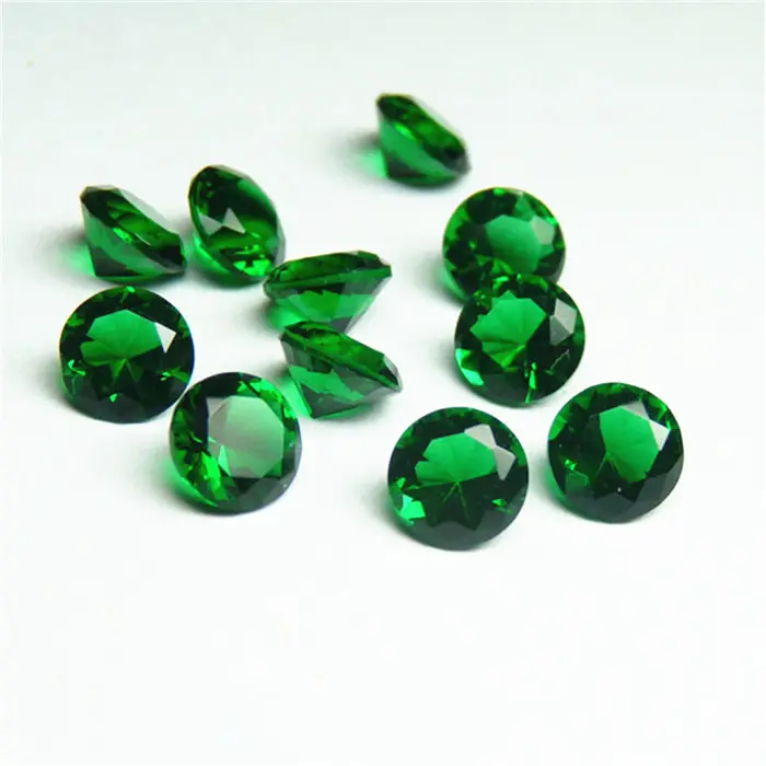 high quality man made glass green color emerald glass jewelry gemstone glass