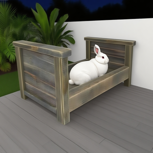 Sıkıntılı beyaz ahşap Pet yatak | Küçük hayvan salonu, kapalı/açık tavşan mobilya, fotoğraf için sağlam ahşap tasarım sahne - Product Image 4