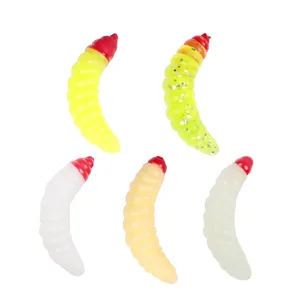 TGD Meilleures 100 leurres de pêche en plastique parfumés de 30 mm, larves souples, larves de coléoptères, vers lumineux pour la pêche au <span class=keywords><strong>saumon</strong></span>, au crappie et en rivière - Product Image 1