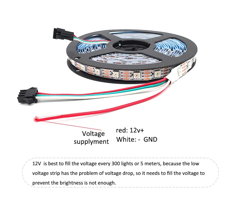 DC 12V Ws2815 Rgbic Individueel Adresseerbare Dual Signaal 30 60 144 Pixels Wit Zwart Waterdicht 12V Ws2815 Led Strip Lichten