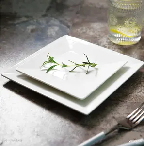 Plato cuadrado chino de hueso, plato plano cuadrado para hoteles, restaurantes y Catering, juego de cena de porcelana