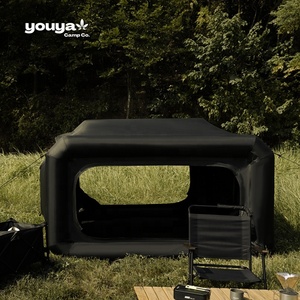 Tenda Luar Ruangan Hitam Kustom Desain Rumah Tiup Mewah Tahan Air dengan Jendela dan Pintu Berjaring Cocok untuk 4-6 Orang - Product Image 5