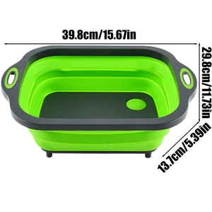 Planche à découper pliable en <span class=keywords><strong>silicone</strong></span> avec panier de drainage - Évier de cuisine multifonction pour fruits, légumes, lavage et rangement - Product Image 2