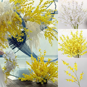 Orchidée Artificielle Dansante en Soie, Décoration de Plafond pour Mariage, Bouquet Jaune et Blanc, Marqueur d'Allée, Ornement de Table - Product Image 1